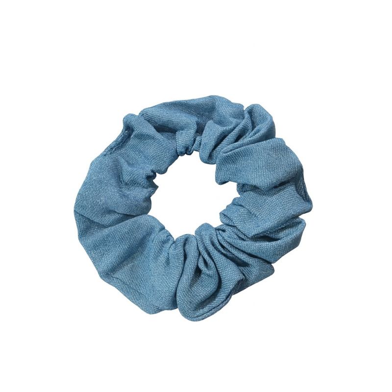 Light blue denim scrunchie for dreadlocks, dreadlocks accessories, soft stretchy hair accessory designed to secure and protect locs | Shop L'ABC Des Locs
