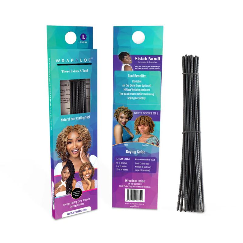 Wrap A Loc curling tool set in retail packaging for creating curls and waves on all loc types | Shop L'ABC Des Locs