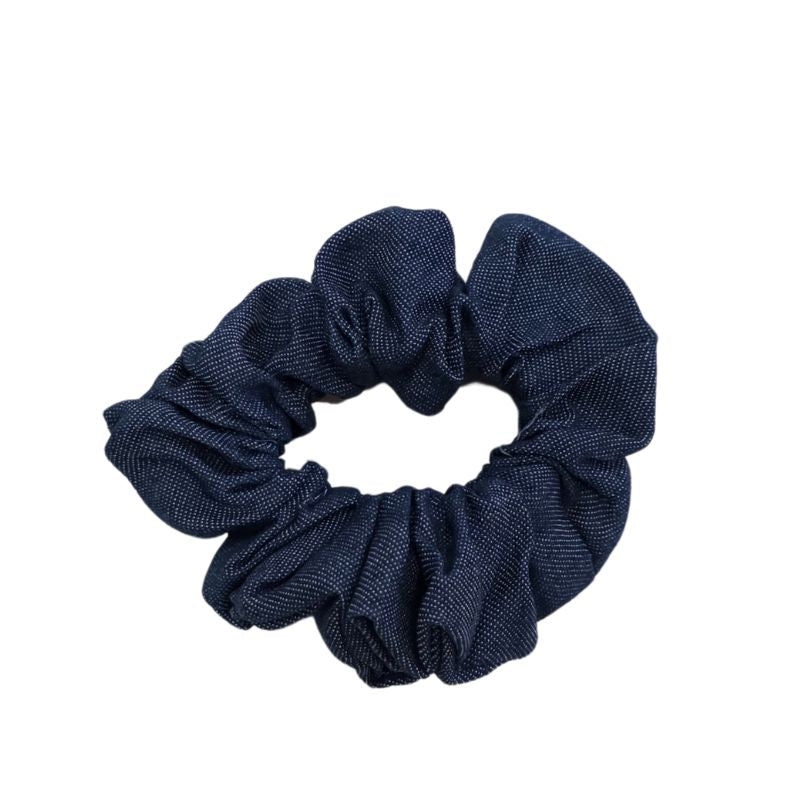 Dark Blue denim scrunchie for dreadlocks, dreadlocks accessories, soft stretchy hair accessory designed to secure and protect locs | Shop L'ABC Des Locs